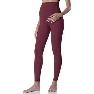 Wine Red Maternity Leggings Over The Belly Pregnancy Yoga Pants Buttery Soft M